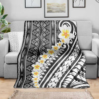 Black Vintage Tonga Ngatu Pattern With Plumeria Blanket - Polynesian Pride