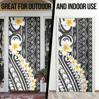 Black Vintage Tonga Ngatu Pattern With Plumeria Door Cover - Polynesian Pride