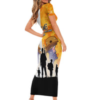 Australia And New Zealand ANZAC Day Short Sleeve Bodycon Dress Lest We Forget LT05 - Polynesian Pride