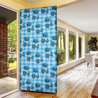 Blue Palaka Hawaii Door Cover Hawaiian Lehua Blossoms