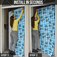 Blue Palaka Hawaii Door Cover Hawaiian Lehua Blossoms