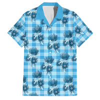 Blue Palaka Hawaii Family Matching Long Sleeve Bodycon Dress and Hawaiian Shirt Hawaiian Lehua Blossoms LT05 Dad's Shirt - Short Sleeve Blue - Polynesian Pride