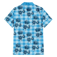 Blue Palaka Hawaii Family Matching Off The Shoulder Long Sleeve Dress and Hawaiian Shirt Hawaiian Lehua Blossoms LT05 - Polynesian Pride