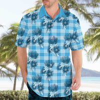 Blue Palaka Hawaii Hawaiian Shirt Hawaiian Lehua Blossoms