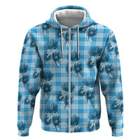 Blue Palaka Hawaii Hoodie Hawaiian Lehua Blossoms LT05 Zip Hoodie Blue - Polynesian Pride