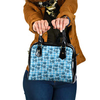Blue Palaka Hawaii Shoulder Handbag Hawaiian Lehua Blossoms LT05 One Size Blue - Polynesian Pride