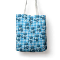 Blue Palaka Hawaii Tote Bag Hawaiian Lehua Blossoms