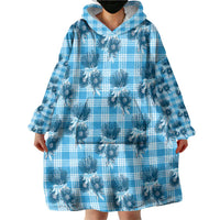 Blue Palaka Hawaii Wearable Blanket Hoodie Hawaiian Lehua Blossoms LT05 - Polynesian Pride