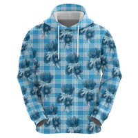 Blue Palaka Hawaii Zip Hoodie Hawaiian Lehua Blossoms LT05 - Polynesian Pride