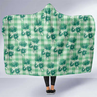 Green Palaka Hawaii Hooded Blanket Hawaiian Lehua Blossoms LT05 One Size Green - Polynesian Pride