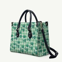 Green Palaka Hawaii Leather Bag Hawaiian Lehua Blossoms