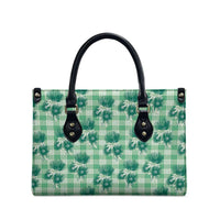 Green Palaka Hawaii Leather Bag Hawaiian Lehua Blossoms