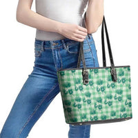 Green Palaka Hawaii Leather Tote Bag Hawaiian Lehua Blossoms LT05 - Polynesian Pride