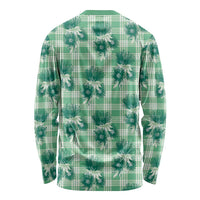 Green Palaka Hawaii Long Sleeve Shirt Hawaiian Lehua Blossoms LT05 - Polynesian Pride