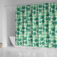 Green Palaka Hawaii Shower Curtain Hawaiian Lehua Blossoms LT05 - Polynesian Pride