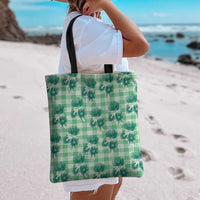 Green Palaka Hawaii Tote Bag Hawaiian Lehua Blossoms
