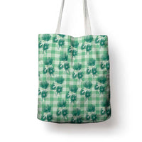 Green Palaka Hawaii Tote Bag Hawaiian Lehua Blossoms
