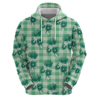 Green Palaka Hawaii Zip Hoodie Hawaiian Lehua Blossoms LT05 - Polynesian Pride