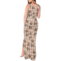 Brown Palaka Hawaii Tank Maxi Dress Hawaiian Lehua Blossoms LT05 - Polynesian Pride