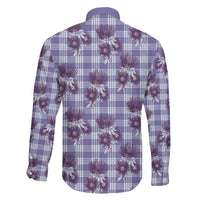 Purple Palaka Hawaii Family Matching Off The Shoulder Long Sleeve Dress and Hawaiian Shirt Hawaiian Lehua Blossoms LT05 - Polynesian Pride
