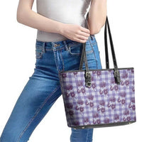 Purple Palaka Hawaii Leather Tote Bag Hawaiian Lehua Blossoms LT05 - Polynesian Pride