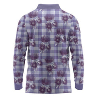 Purple Palaka Hawaii Long Sleeve Polo Shirt Hawaiian Lehua Blossoms LT05 - Polynesian Pride