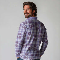 Purple Palaka Hawaii Long Sleeve Polo Shirt Hawaiian Lehua Blossoms LT05 - Polynesian Pride