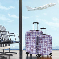 Purple Palaka Hawaii Luggage Cover Hawaiian Lehua Blossoms