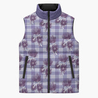 Purple Palaka Hawaii Sleeveless Puffer Jacket Hawaiian Lehua Blossoms