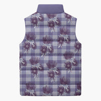 Purple Palaka Hawaii Sleeveless Puffer Jacket Hawaiian Lehua Blossoms