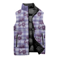 Purple Palaka Hawaii Sleeveless Puffer Jacket Hawaiian Lehua Blossoms