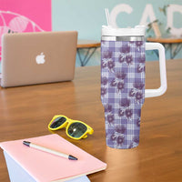 Purple Palaka Hawaii Tumbler With Handle Hawaiian Lehua Blossoms