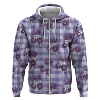 Purple Palaka Hawaii Zip Hoodie Hawaiian Lehua Blossoms LT05 Zip Hoodie Purple - Polynesian Pride