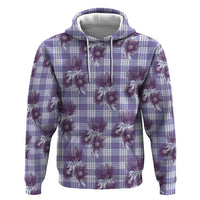 Purple Palaka Hawaii Zip Hoodie Hawaiian Lehua Blossoms LT05 Pullover Hoodie Purple - Polynesian Pride