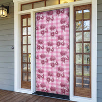Pink Palaka Hawaii Door Cover Hawaiian Lehua Blossoms
