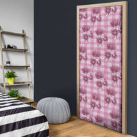 Pink Palaka Hawaii Door Cover Hawaiian Lehua Blossoms