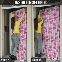 Pink Palaka Hawaii Door Cover Hawaiian Lehua Blossoms