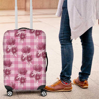 Pink Palaka Hawaii Luggage Cover Hawaiian Lehua Blossoms