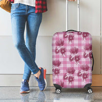 Pink Palaka Hawaii Luggage Cover Hawaiian Lehua Blossoms