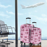 Pink Palaka Hawaii Luggage Cover Hawaiian Lehua Blossoms