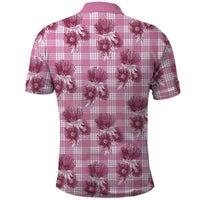 Pink Palaka Hawaii Polo Shirt Hawaiian Lehua Blossoms