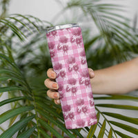 Pink Palaka Hawaii Skinny Tumbler Hawaiian Lehua Blossoms