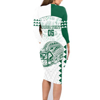 Custom Hawaii Football Family Matching Long Sleeve Bodycon Dress and Hawaiian Shirt Rainbow Warriors Kakau Pattern LT05 - Polynesian Pride