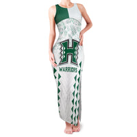 Custom Hawaii Football Family Matching Tank Maxi Dress and Hawaiian Shirt Rainbow Warriors Kakau Pattern LT05 Mom's Dress White - Polynesian Pride