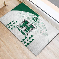Custom Hawaii Football Rubber Doormat Rainbow Warriors Kakau Pattern LT05 - Polynesian Pride