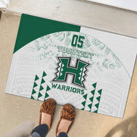 Custom Hawaii Football Rubber Doormat Rainbow Warriors Kakau Pattern LT05 - Polynesian Pride