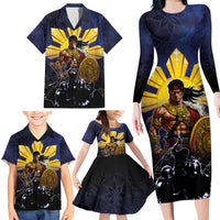 Philippines The First Hero Family Matching Long Sleeve Bodycon Dress and Hawaiian Shirt Lapu Lapu Know Your Roots