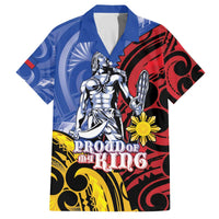 Philippines Lapu-Lapu Family Matching Off The Shoulder Long Sleeve Dress and Hawaiian Shirt Proud Of My King LT05 Dad's Shirt - Short Sleeve Blue - Polynesian Pride