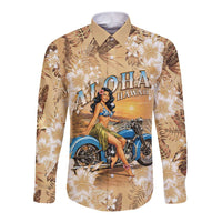 Aloha Hawaii Biker Long Sleeve Button Shirt Ride To Paradise