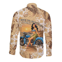 Aloha Hawaii Biker Long Sleeve Button Shirt Ride To Paradise